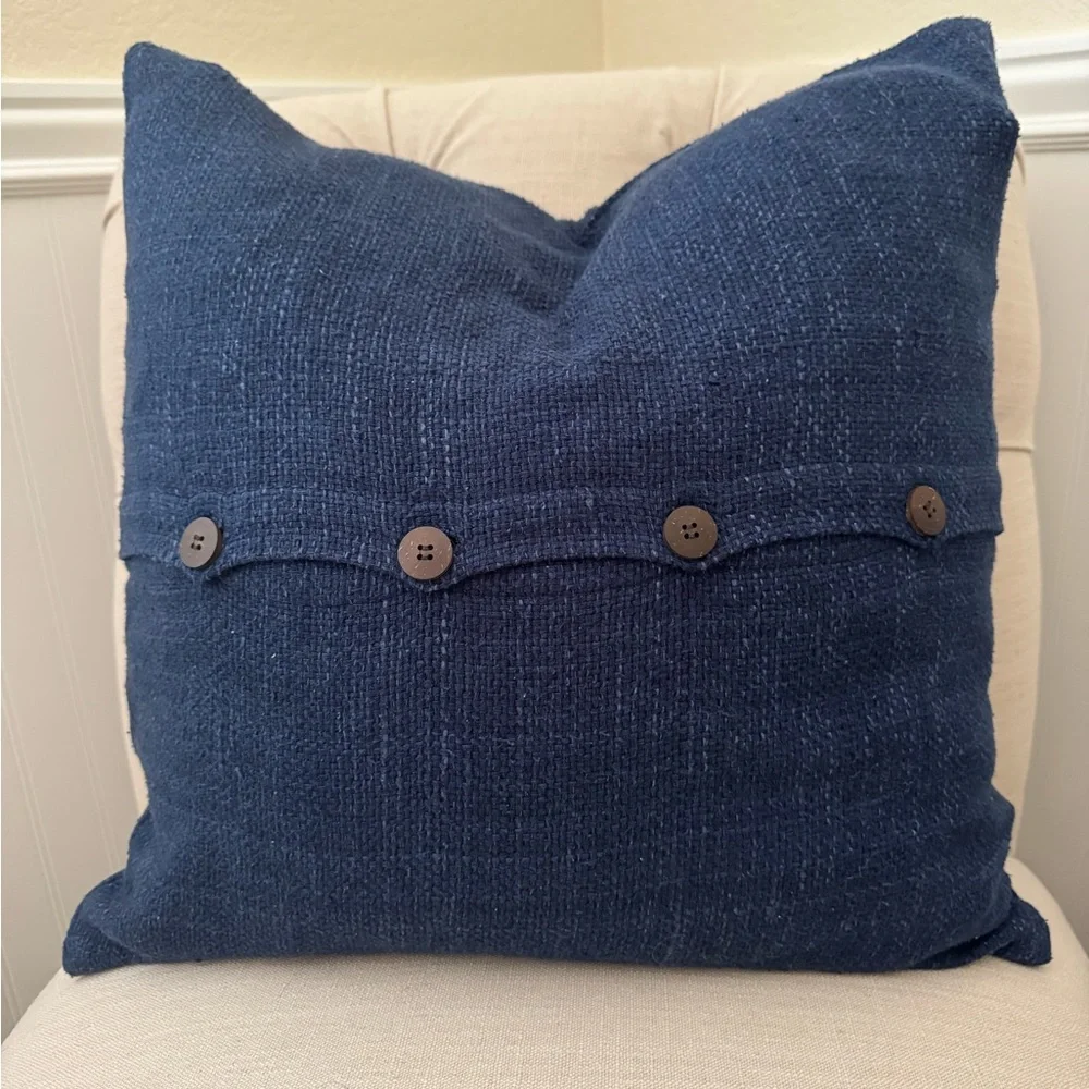 West Elm Silk Hand-loomed Pillow Cover, 20”x 20”, Navy